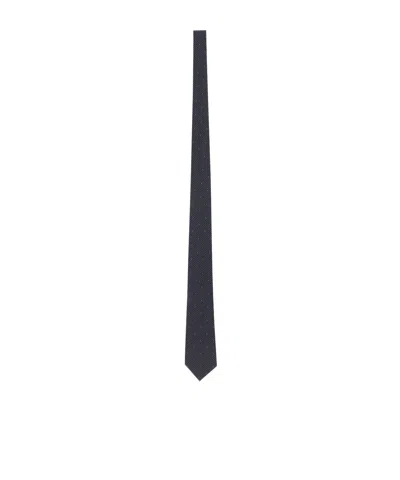Saint Laurent Polka Dot Tie In Black