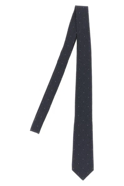 Saint Laurent Polka Dot Tie In Blue