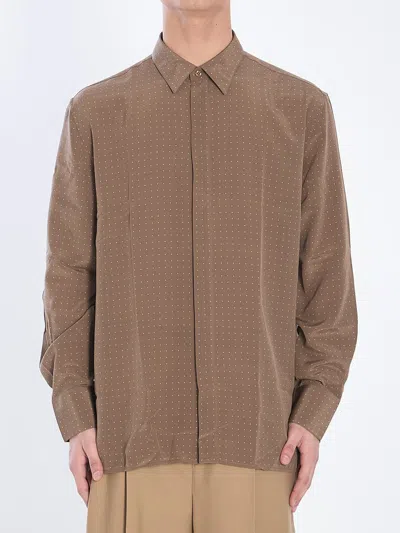 Saint Laurent Polka Dots Shirt In Beige