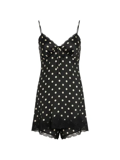 Saint Laurent Polka-dot Mini Dress In Black