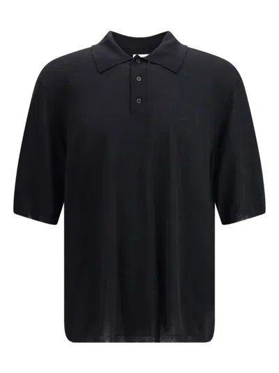 Saint Laurent Polo A Maniche Lunghe E A Vestibilità Ampia In Lana Cert In Black