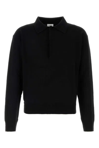 Saint Laurent Wool Polo Sweater In Black