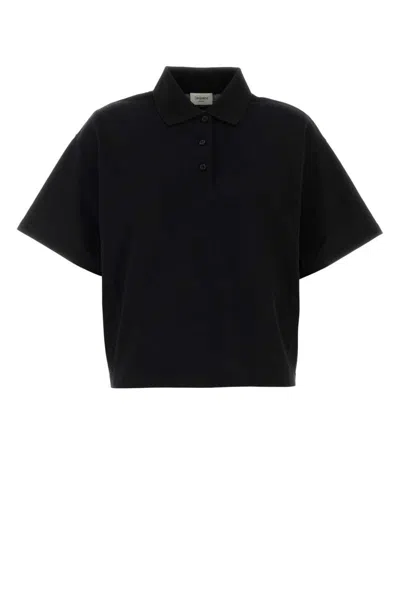 Saint Laurent Cassandre Polo Shirt In Black