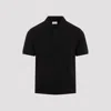 Saint Laurent Men's Piquet Cotton Polo Shirt In Black