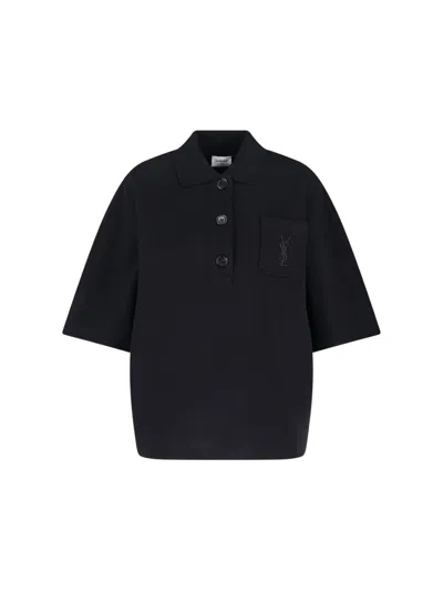 Saint Laurent Polo "cassandre" In Black