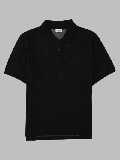 Saint Laurent Polo Cassandre In Cotone In Black