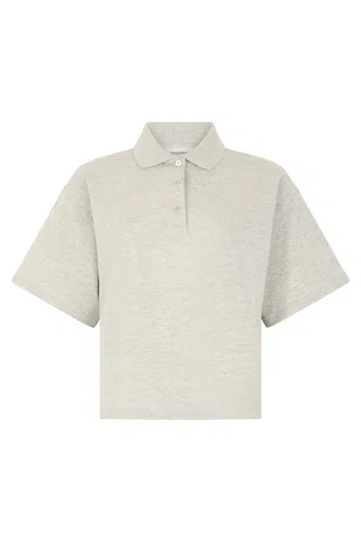 Saint Laurent Polo In Pique Of Mixed Cotton In White