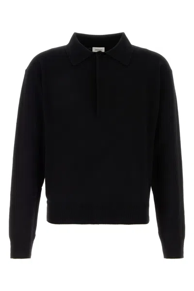 Saint Laurent Wool Polo Sweater In Black