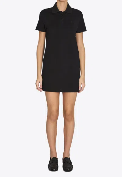 Saint Laurent Buttoned Polo Dress In Black