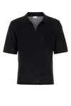 Saint Laurent Polo Cassandre In Wool Sweater In Noir