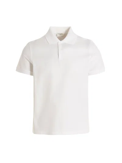 Saint Laurent Polo Ricamo Logo In White