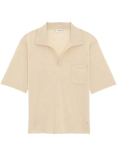 Saint Laurent Poloshirt Mit Cassandre-stickerei In Beige