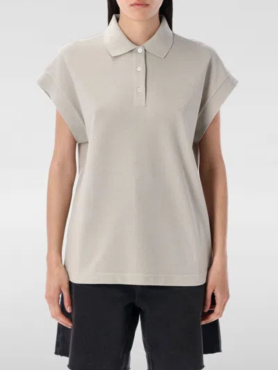 Saint Laurent Cassandra Cap Sleeve Polo Top In Grey