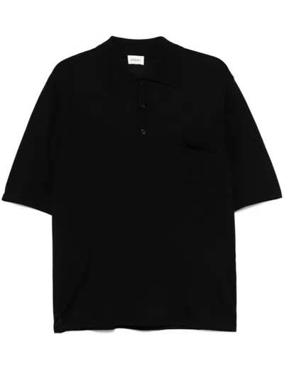 Saint Laurent Polo With Embroidered Logo Clothing In Black