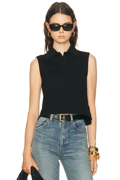 Saint Laurent Cassandre Polo Shirt In Cotton Piqu In Black