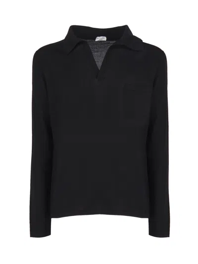 Saint Laurent Polo T-shirt In Wool Cassandre In Black