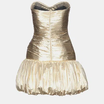 Pre-owned Saint Laurent Saint-laurent Polyester Mini Dress 40 In Gold