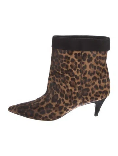 Pre-owned Saint Laurent Ponyhair Animal Print Boots In Brown