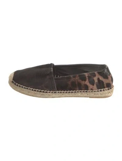 Pre-owned Saint Laurent Ponyhair Animal Print Espadrilles In Brown