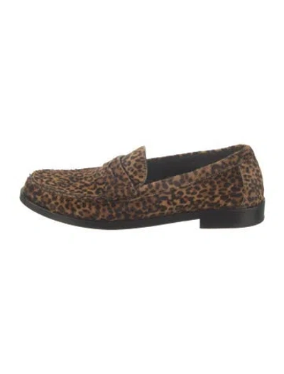 Pre-owned Saint Laurent Ponyhair Animal Print Loafers In Neutrals