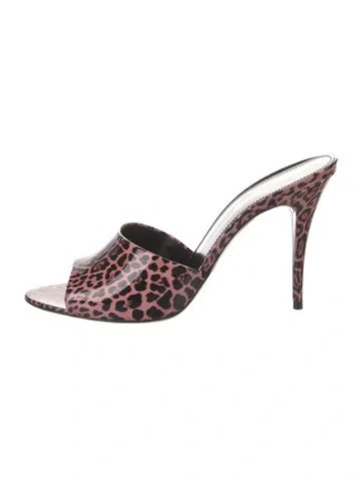 Pre-owned Saint Laurent Ponyhair Animal Print Slides W/ Tags In Pink
