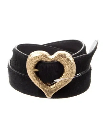 Pre-owned Saint Laurent Ponyhair Belt In Black