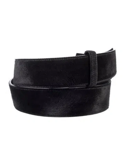 Pre-owned Saint Laurent Ponyhair Belt Kit In Black
