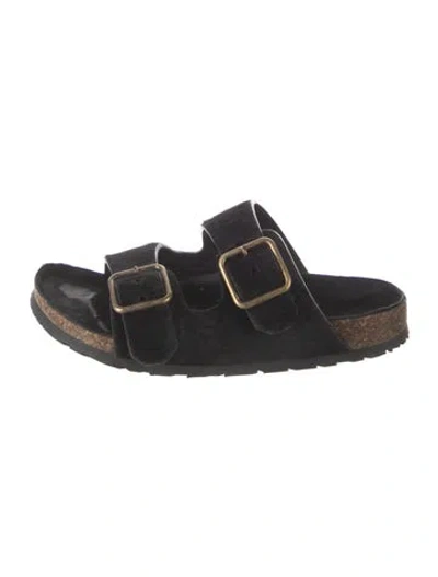 Pre-owned Saint Laurent Ponyhair Slides In Black