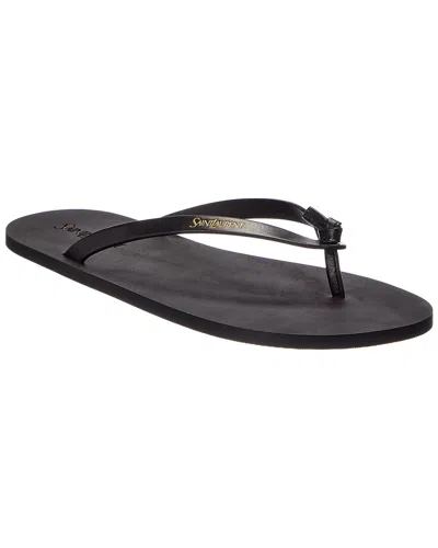 Saint Laurent Pool Leather Sandal In Black