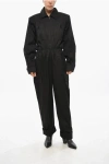Saint Laurent Popeline Jumpsuit With Elastic Waistband In Black