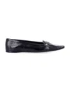 Saint Laurent Poppy Leather Ballet Flats In Black
