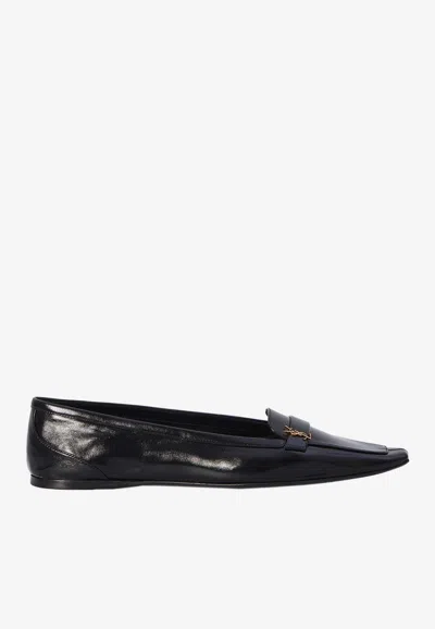 Saint Laurent Poppy Calf Leather Ballet Flats In Black