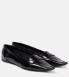 Saint Laurent Poppy Leather Ballet Flats In Black