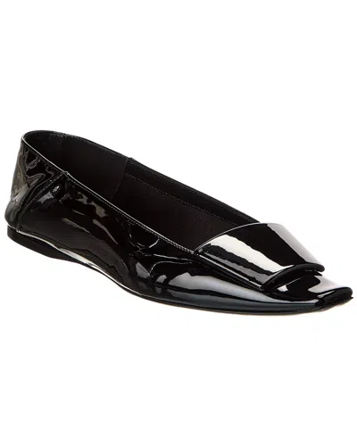 Saint Laurent Poppy Patent Ballerina Flat In Black