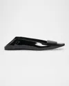 Saint Laurent Poppy Patent Buckle Foldable Ballerina Flats In Noir