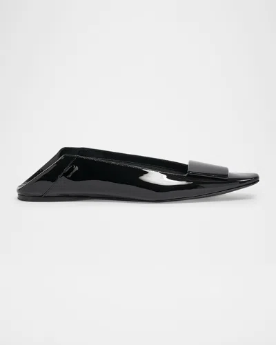 SAINT LAURENT POPPY PATENT BUCKLE FOLDABLE BALLERINA FLATS