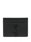 Saint Laurent Porta Carte Cassandre In Pelle Goffrata Grain De Poudre In Black