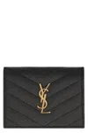 Saint Laurent Portacarte Cassandre In Leather In Black