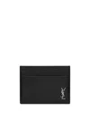 Saint Laurent Cassandre Logo-plaque Leather Wallet In Black
