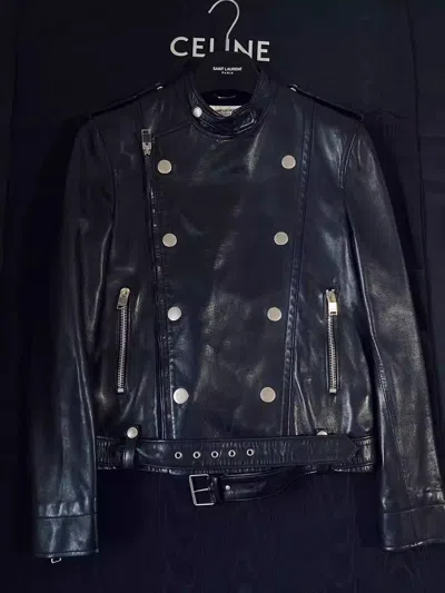 Pre-owned Saint Laurent Poster Leather Jacket In Black