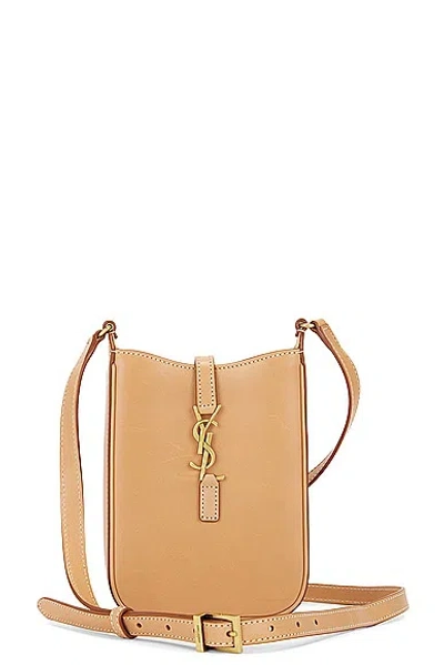 Saint Laurent Pouch Crossbody Bag In Vintage Brown Gold