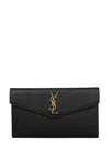 Saint Laurent Uptown Textured-leather Pouch In Black