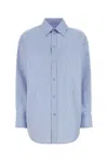 Saint Laurent Oxford Shirt Long Sleeves Button Cuffs Hem In Blue