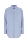 Saint Laurent Oxford Shirt Long Sleeves Button Cuffs Hem In Blue