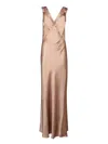 Saint Laurent Silk Satin Long Dress In Pink