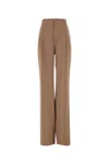 Saint Laurent Silk Crepe High-waisted Tailored Pants In Cappuccino