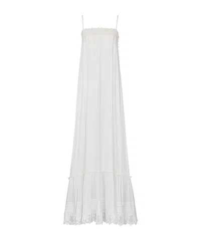 Saint Laurent Prairie Dress In Embroidered Cotton Poplin In White