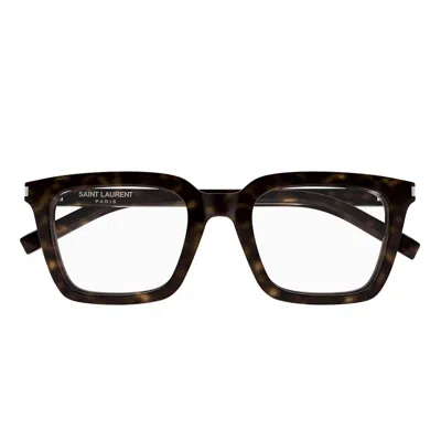 Saint Laurent Prescription Glasses Sl 167 002 Brown/transparent Women In Black