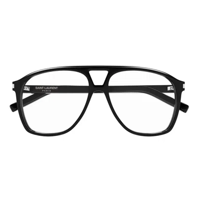 Saint Laurent Prescription Glasses Sl 596 Dune Opt 001 Black/transparent Women