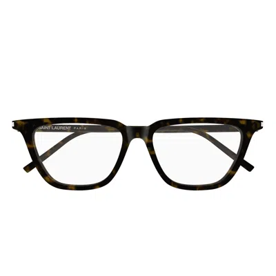 Saint Laurent Prescription Glasses Sl 889 Sulpice Thin Opt 002 Brown/transparent Women In Multi